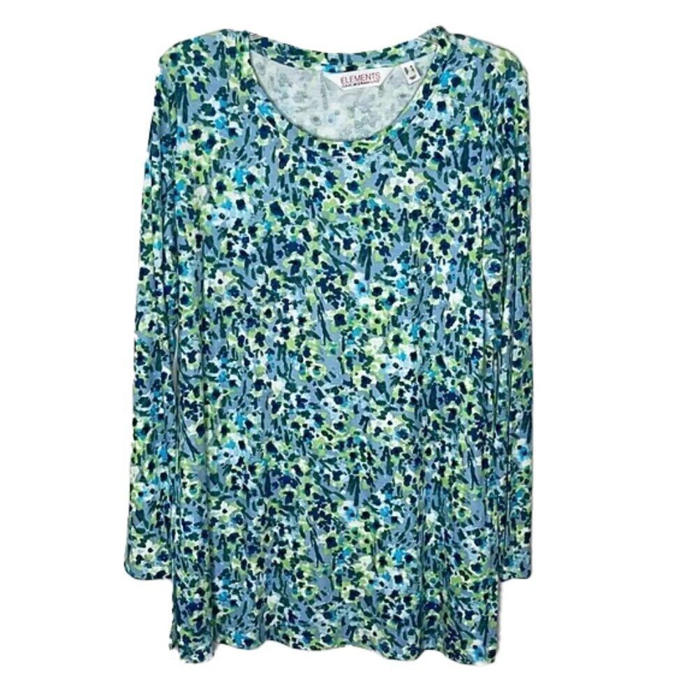 ❤️ 🆕 ISAAC MIZRAHI ELEMENTS Floral Blouse tunic Size M - Picture 6 of 6
